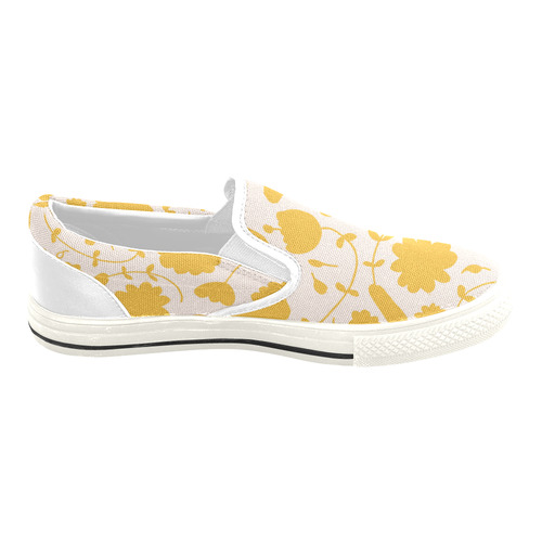 spring flower yellow Slip-on Canvas Shoes for Kid (Model 019)