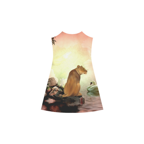 Awesome lioness in a fantasy world Alcestis Slip Dress (Model D05)