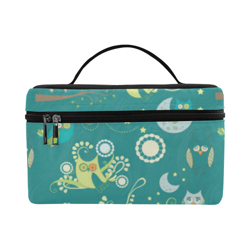 Cute colorful night Owls moons and flowers Cosmetic Bag/Large (Model 1658)