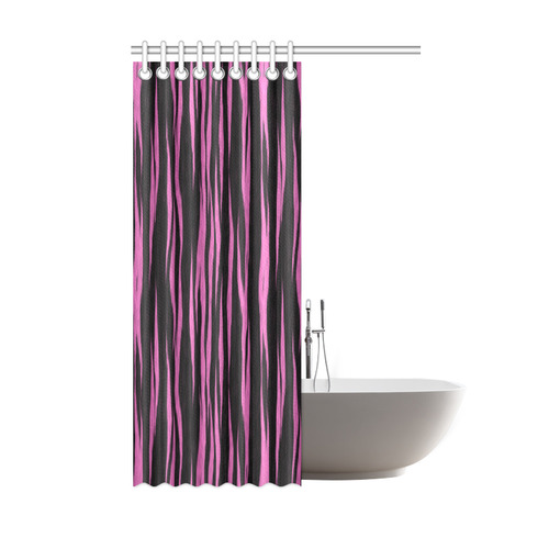 A Trendy Black Pink Big Cat Fur Texture Shower Curtain 48"x72"