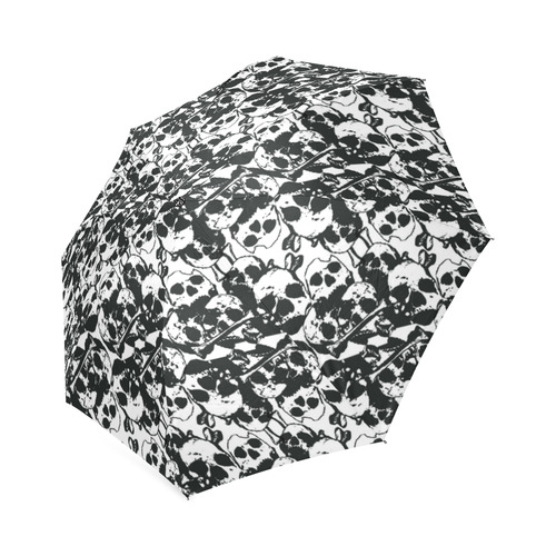 Black and White Skulls Goth Print Foldable Umbrella (Model U01)