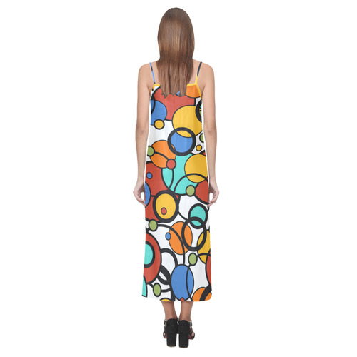 Pop Art Dot Colorful Art Print Summer Dress V-Neck Open Fork Long Dress(Model D18)