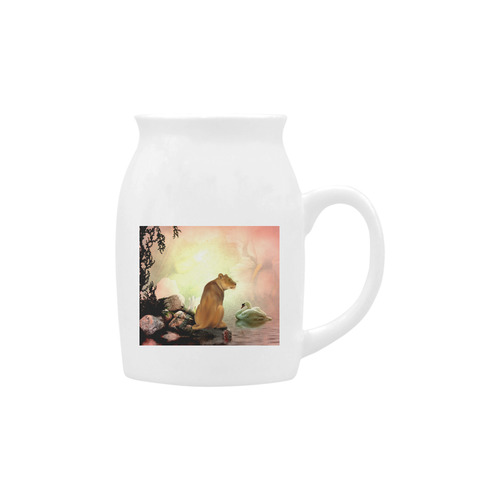Awesome lioness in a fantasy world Milk Cup (Small) 300ml