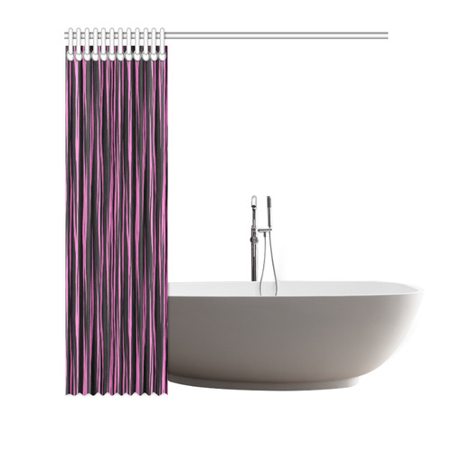 A Trendy Black Pink Big Cat Fur Texture Shower Curtain 72"x72"