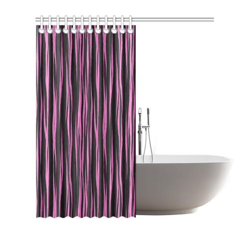 A Trendy Black Pink Big Cat Fur Texture Shower Curtain 72"x72"