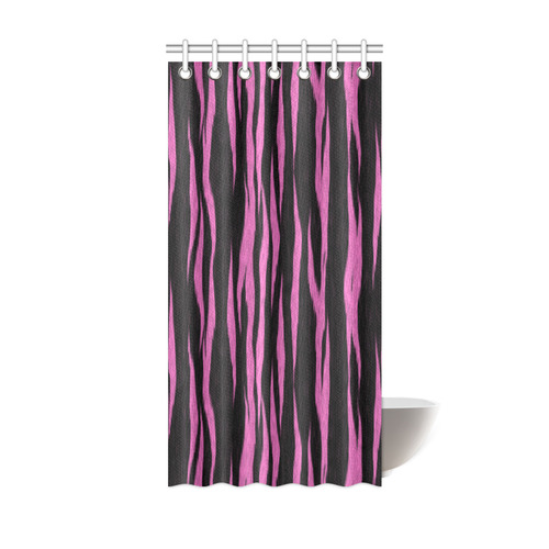 A Trendy Black Pink Big Cat Fur Texture Shower Curtain 36"x72"