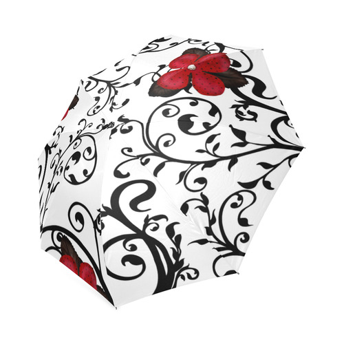 Red Flowers Goth Print Foldable Umbrella (Model U01)