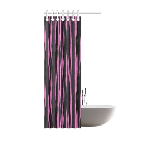 A Trendy Black Pink Big Cat Fur Texture Shower Curtain 36"x72"