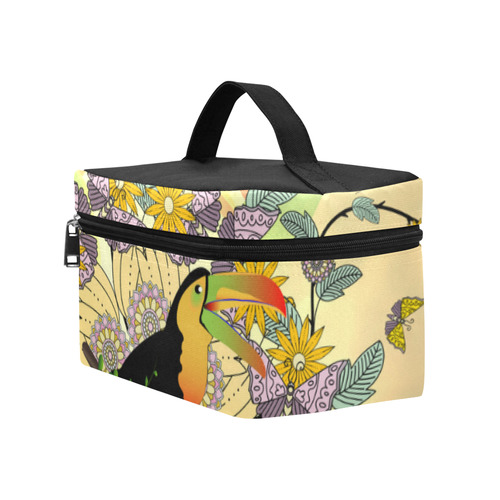 Toucan with flowers Cosmetic Bag/Large (Model 1658)