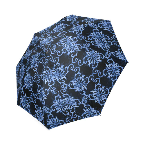 China Blue Damask Chrysanthemums Foldable Umbrella (Model U01)