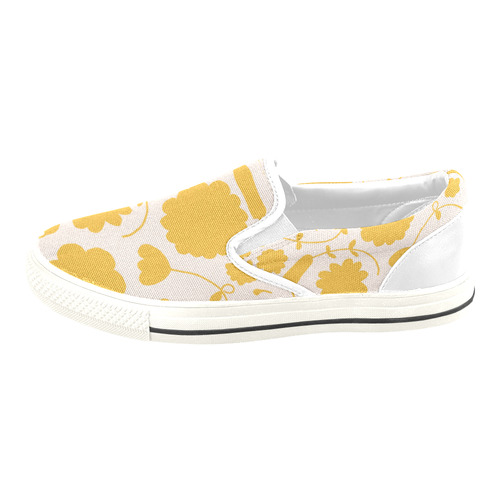 spring flower yellow Slip-on Canvas Shoes for Kid (Model 019)