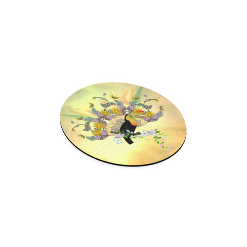Toucan with flowers Round Coaster