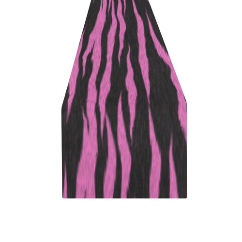 A Trendy Black Pink Big Cat Fur Texture Table Runner 16x72 inch