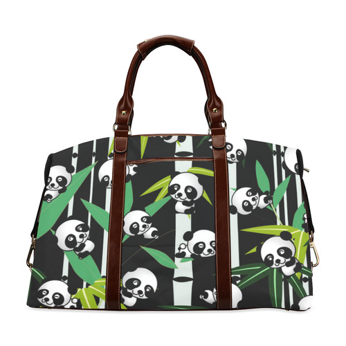 Satisfied and Happy Panda Babies on Bamboo Classic Travel Bag (Model 1643) Remake