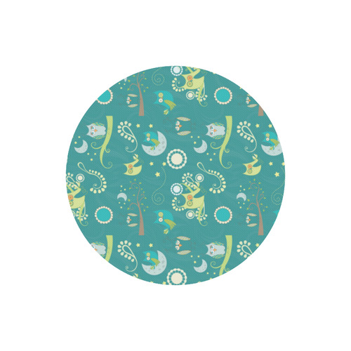 Cute colorful night Owls moons and flowers Round Mousepad