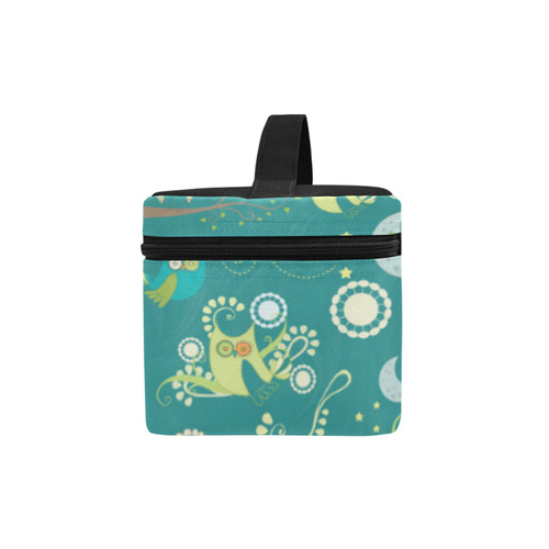Cute colorful night Owls moons and flowers Cosmetic Bag/Large (Model 1658)