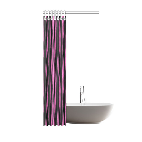A Trendy Black Pink Big Cat Fur Texture Shower Curtain 36"x72"