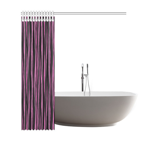 A Trendy Black Pink Big Cat Fur Texture Shower Curtain 69"x72"
