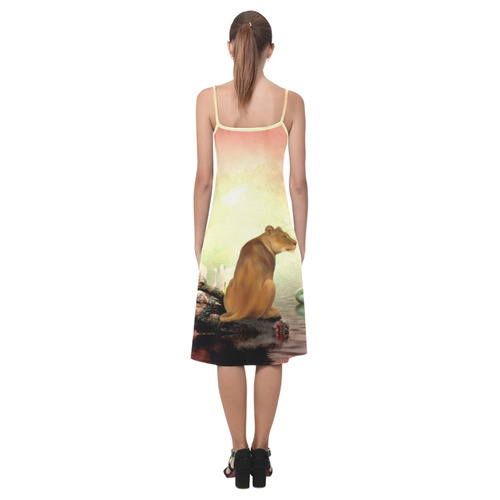 Awesome lioness in a fantasy world Alcestis Slip Dress (Model D05)