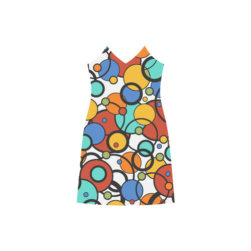 Pop Art Dot Colorful Art Print Summer Dress V-Neck Open Fork Long Dress(Model D18)