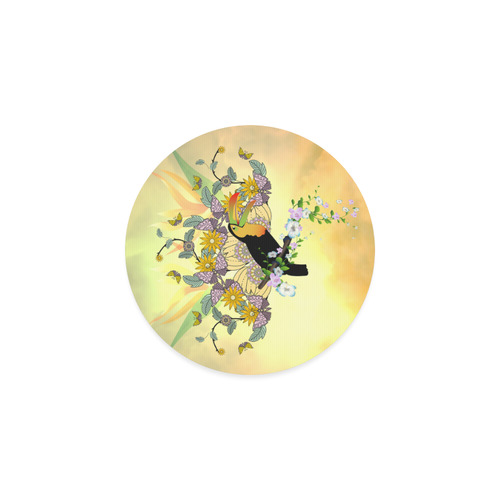 Toucan with flowers Round Coaster