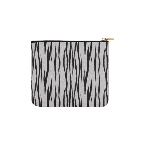 A Trendy Black Silver Big Cat Fur Texture Carry-All Pouch 6''x5''