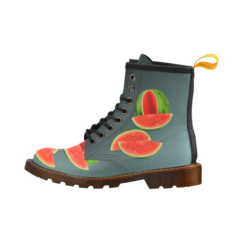 Watercolor Watermelon, red green and sweet High Grade PU Leather Martin Boots For Women Model 402H