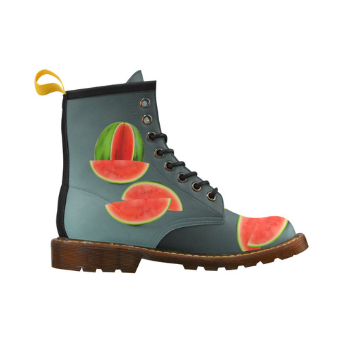 Watercolor Watermelon, red green and sweet High Grade PU Leather Martin Boots For Women Model 402H