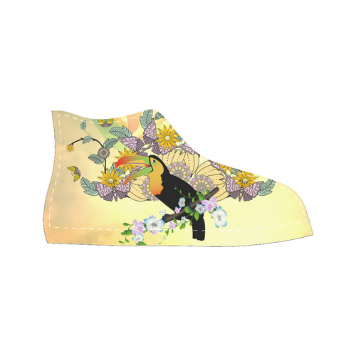 Toucan with flowers Men’s Classic High Top Canvas Shoes /Large Size (Model 017)