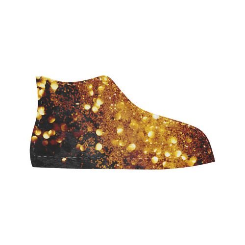 Golden glitter texture with black background Aquila High Top Microfiber Leather Women's Shoes (Model 032)