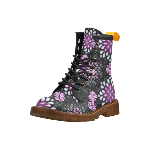 Purple pattern with atmosphere High Grade PU Leather Martin Boots For Women Model 402H