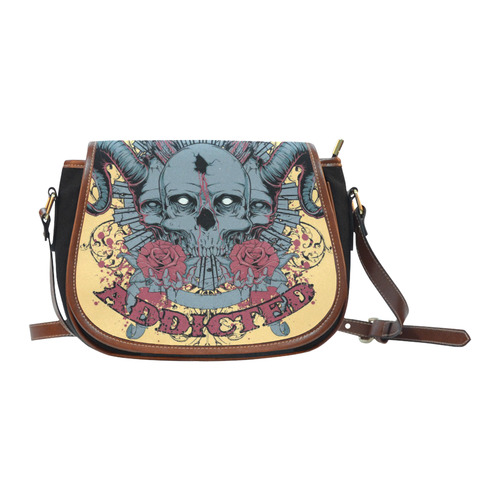 Funny Skull Saddle Bag/Small (Model 1649)(Flap Customization)