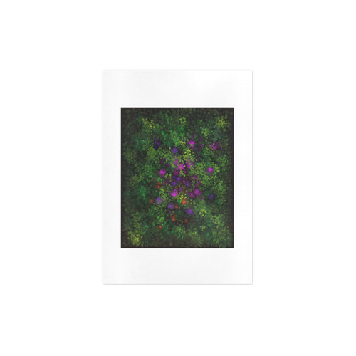 Wild Rose Garden, Oil painting. Red, purple, green Art Print 7‘’x10‘’