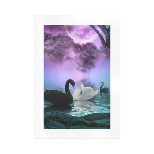 Wonderful black and white swan Art Print 16‘’x23‘’