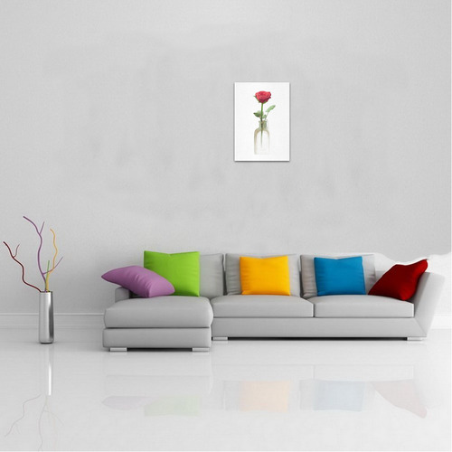 Floral Watercolor. Red Rose in Glas Flask - Vase Art Print 7‘’x10‘’