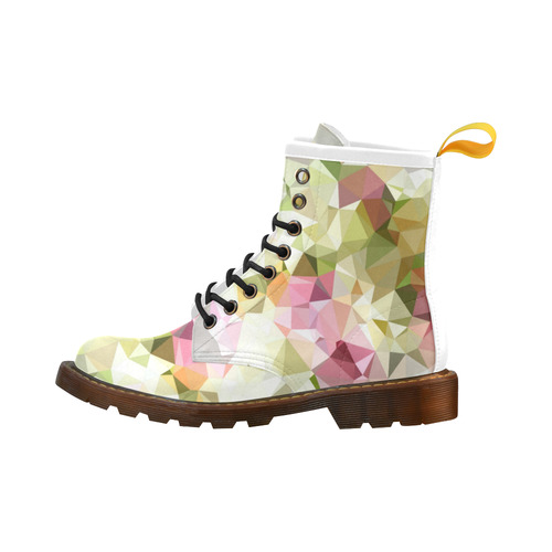 Low Poly Pastel Flowers High Grade PU Leather Martin Boots For Men Model 402H