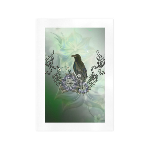 Raven with flowers Art Print 13‘’x19‘’