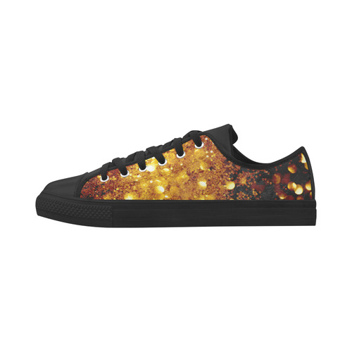 Golden glitter texture with black background Aquila Microfiber Leather Women's Shoes (Model 031)