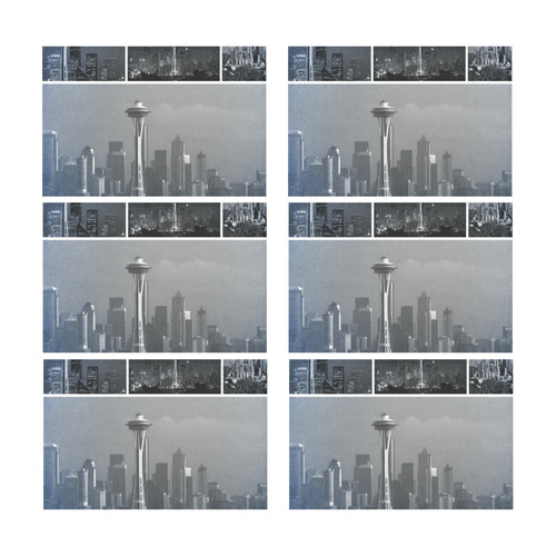 Grey Seattle Space Needle Collage Placemat 12’’ x 18’’ (Six Pieces)
