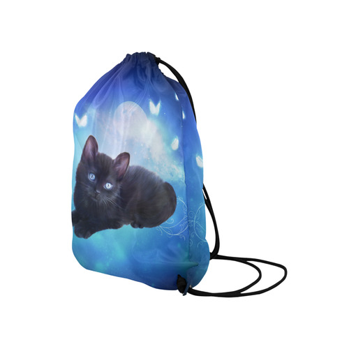 Cute little back kitten Medium Drawstring Bag Model 1604 (Twin Sides) 13.8"(W) * 18.1"(H)