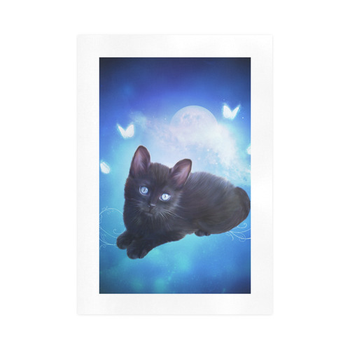 Cute little back kitten Art Print 16‘’x23‘’