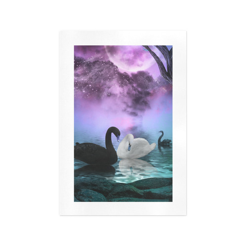 Wonderful black and white swan Art Print 13‘’x19‘’