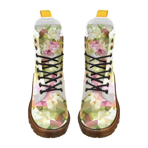 Low Poly Pastel Flowers High Grade PU Leather Martin Boots For Men Model 402H