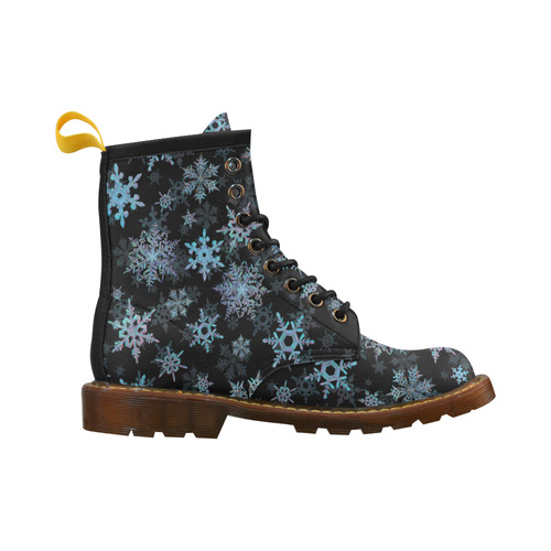 Snowflakes, Blue snow, Christmas High Grade PU Leather Martin Boots For Men Model 402H