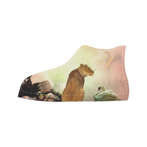 Awesome lioness in a fantasy world High Top Canvas Women's Shoes/Large Size (Model 017)