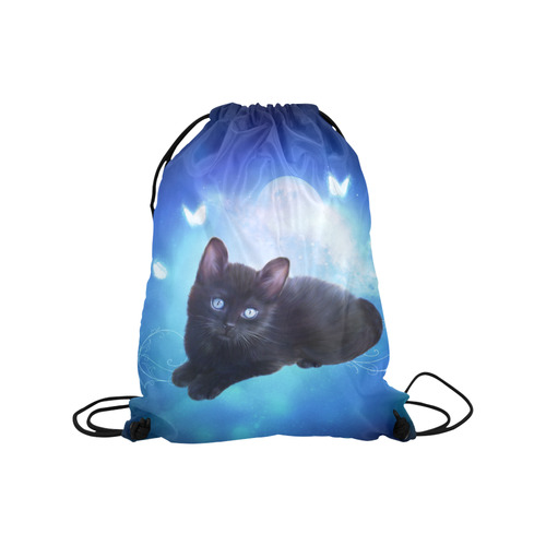 Cute little back kitten Medium Drawstring Bag Model 1604 (Twin Sides) 13.8"(W) * 18.1"(H)