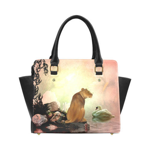 Awesome lioness in a fantasy world Classic Shoulder Handbag (Model 1653)