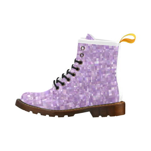 Purple Pearl Mosaic High Grade PU Leather Martin Boots For Men Model 402H