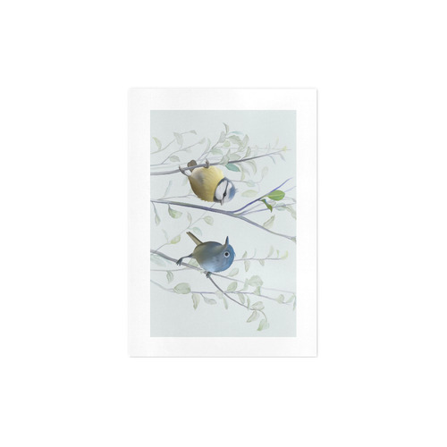 2 Cute Birds in Tree - watercolor Art Print 7‘’x10‘’