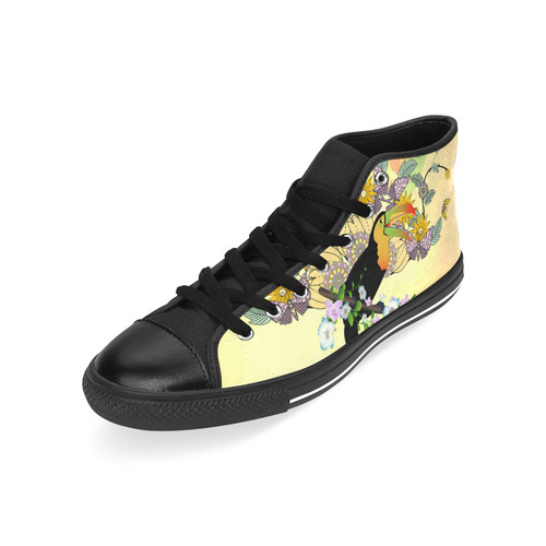 Toucan with flowers Men’s Classic High Top Canvas Shoes /Large Size (Model 017)